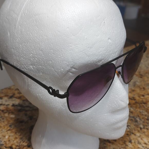 Ferragamo 511 Black Metal Aviator Sunglasses Purple Solid Color Lens - Picture 3 of 11